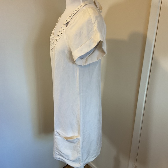 NWT Armani Exchange White Tunic with Embellishments Silk/Linen Blend Size 2 - Picture 4 of 10